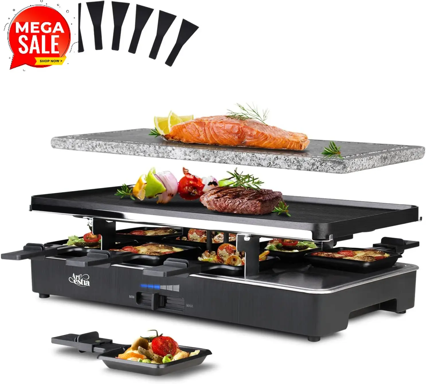Raclette Grill Table - Grill électrique à raclette 1700W pour