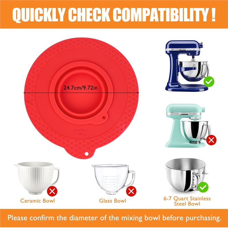 Stand Mixer Bowl - Couvercle de bol mélangeur en silicone
